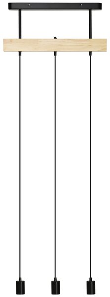 HOMCOM Lustra suspendata in stil industrial cu 3 becuri, candelabru vintage din lemn si metal, Plafoniera suspendata 50x8x33cm, negru | Aosom RO