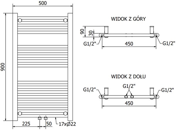 Mexen Mars, element electric de încălzire 900 x 500 mm, 600 W, alb, W110-0900-500-2600-20