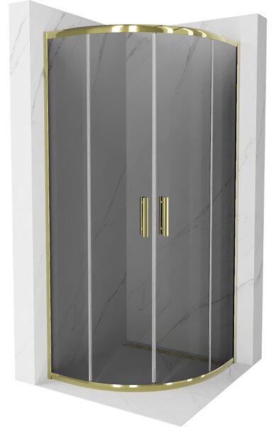Mexen Rio, duș pătrat cu uşă glisantă 90(uşă) x 90(uşă) x 190 cm, sticlă gri 6mm, profil auriu, 863-090-090-50-40