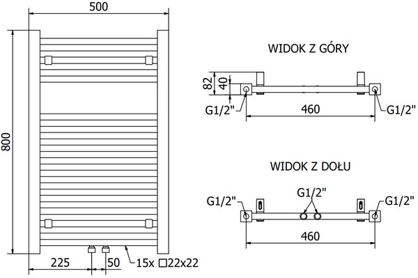 Mexen Pluton, element electric de încălzire 800x500 mm + tijă de încălzire 600 W, alb, W106-0800-500-2600-20
