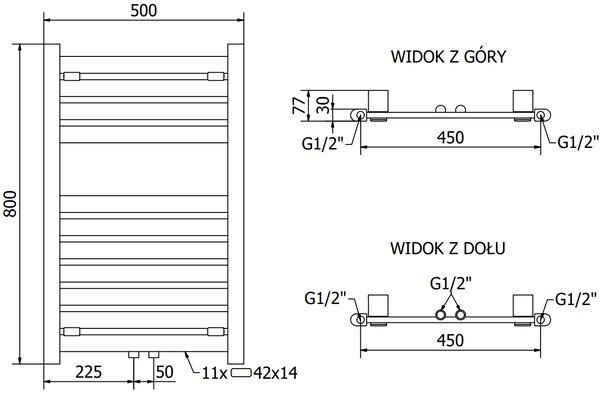 Mexen Uran, element electric de încălzire 800x500 mm + tijă de încălzire 600 W, alb, W105-0800-500-2600-20