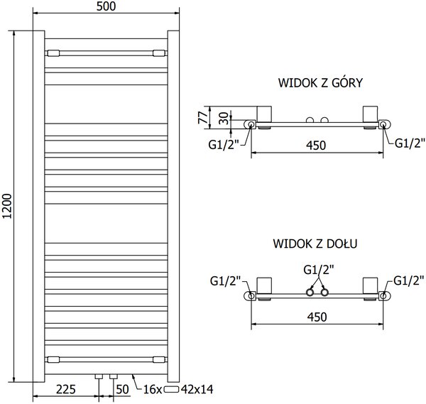 Mexen Uran, element electric de încălzire 1200 x 500 mm, 600 W, negru, W105-1200-500-2600-70