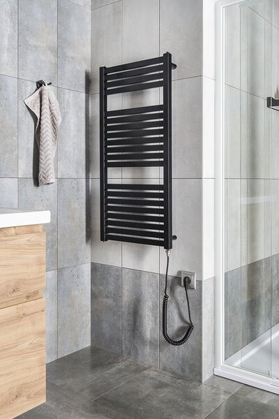 Aqualine Sapho, element electric de încălzire TONDI-E, drept, 450x970 mm, 300W, negru mat