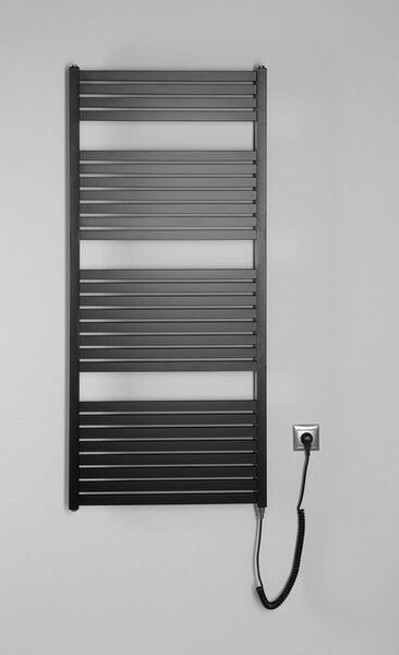 Aqualine Sapho, element electric de încălzire TONDI-E, drept, 600x1330 mm, 600W, negru mat