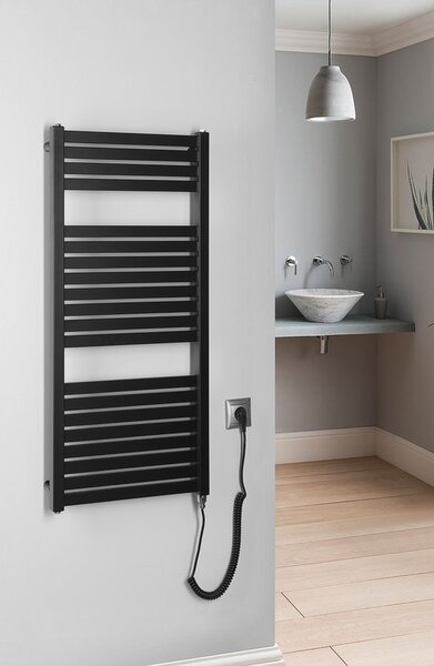 Aqualine Sapho, element electric de încălzire TONDI-E, drept, 450x970 mm, 300W, negru mat