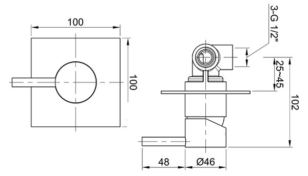 Sapho Sapho, robinet de duș ascuns MINIMAL, 1 ieșire, covoraș din oțel inoxidabil, MI041