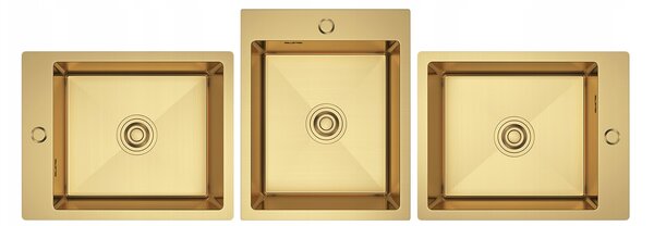 Erga HD, chiuvetă din oțel cu 1 cameră 400x500x210 mm, auriu mat, ERG-MLS-HD4050G