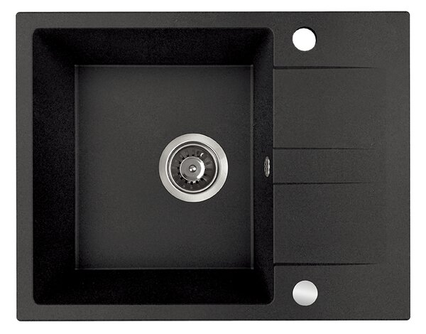 Kuchinox Laut, chiuveta granit cu 1 compartiment 560x440x174 mm + sifon, negru patat, LAV-SBZ_713Y