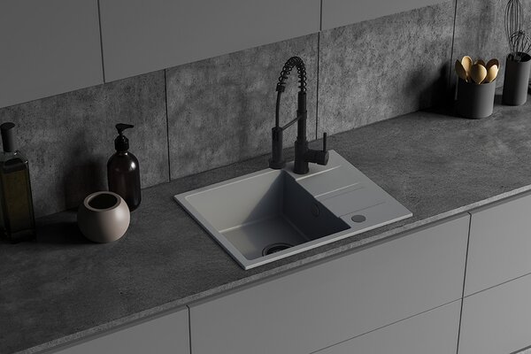 Kuchinox Laut, chiuveta granit cu 1 compartiment 560x440x174 mm + sifon, gri, LAV-SBZ_513Y