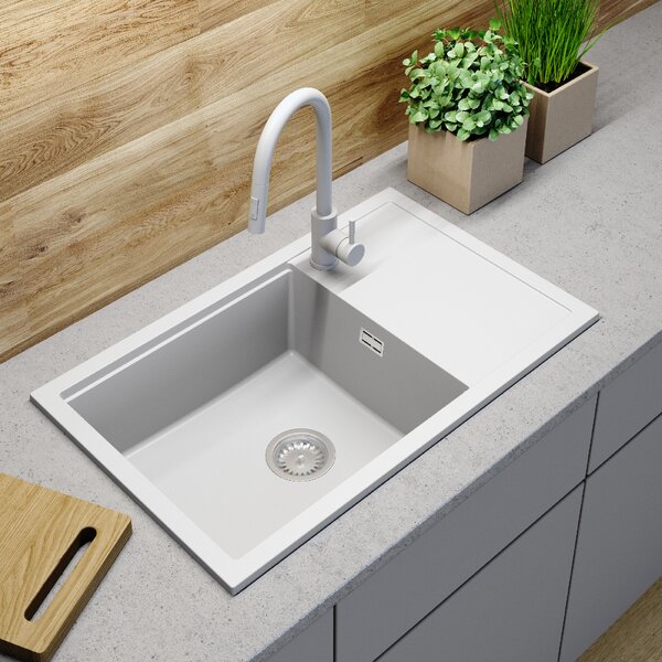 Gamma Advance 8050, chiuvetă granit cu 1 compartiment 800x500x210 mm, alb, GMA-ZLE000150