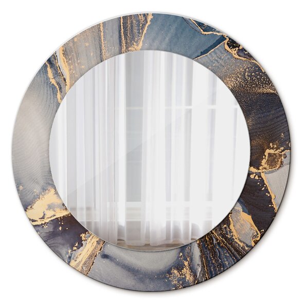 Oglinda rotunda cu rama imprimata Fluid abstract fi 50 cm