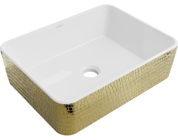 Mexen Catia, chiuveta blat 48x37x14 cm, model alb lucios-auriu, 21314808
