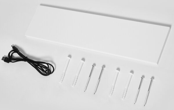 HOMCOM Dulap cu Oglindă de Perete cu Lumini LED și Rafturi Reglabile din Sticlă și MDF pentru Baie | Aosom Romania