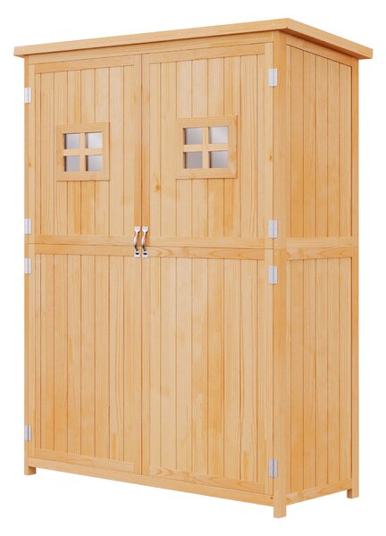 Casuta de gradina Outsunny pentru scule din lemn de brad cu rafturi 127.5x50x164 | Aosom Romania