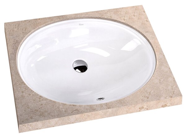 Rea Niva, chiuvetă ovală sub blat, 595×405×200 mm, alb lucios, REA-U3588