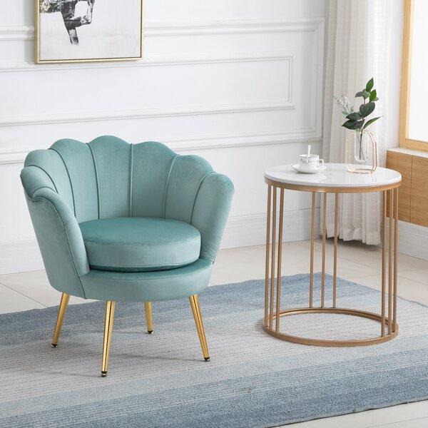Fotoliu cu design vintage din Catifea, Spatar curbat, 76x76x74cm Verde HOMCOM | Aosom Romania