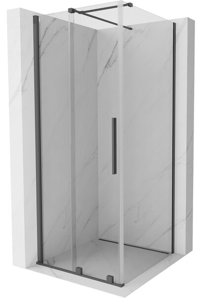 Mexen Velar, cabină de duș cu ușă glisantă 90 (uşă) x 90 (perete) cm, sticlă transparentă de 8 mm, grafit mat, 871-090-090-01-66