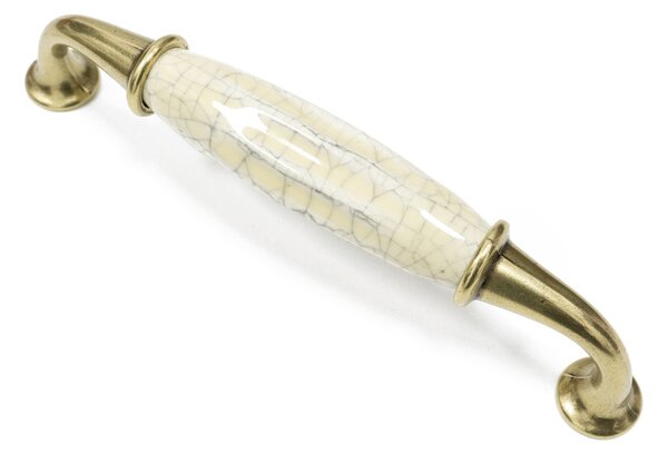 Maner ceramica model MURENA, 128 mm, finisaj antic auriu/alb
