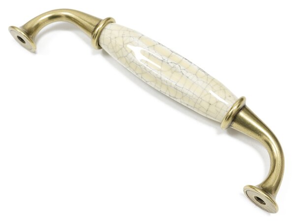 Maner ceramica model MURENA, 128 mm, finisaj antic auriu/alb