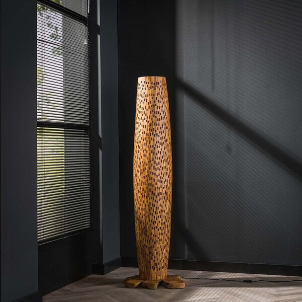 Zijlstra Lampadar Baronno, înălțime 145 cm, tec, E27, Lemn, Camera de zi / sufragerie, Lemn