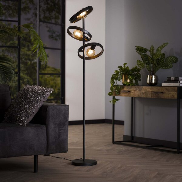 Zijlstra Ringelbach lampadar, 3 becuri, antracit, metal, E27, Negru, Camera de zi / sufragerie, Metal, Modern