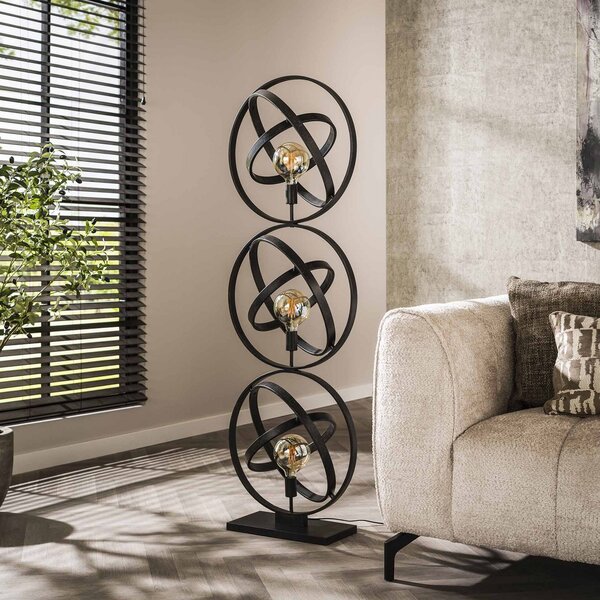 Zijlstra Orbit lampadar, 3 becuri, negru, metal, E27, Negru, Camera de zi / sufragerie, Metal, Modern