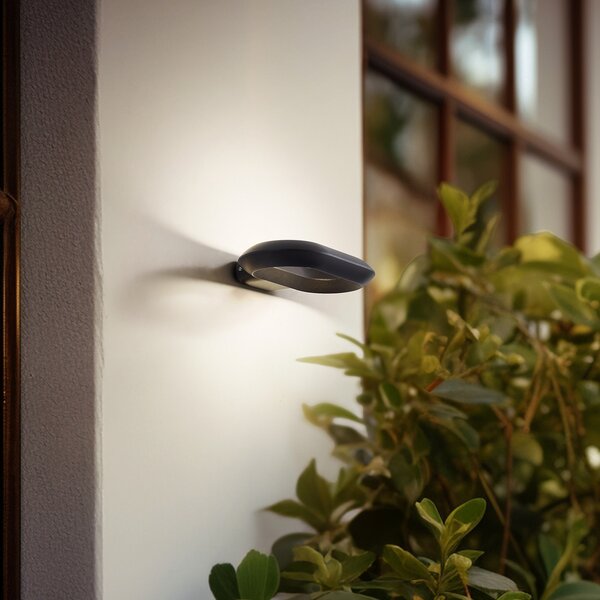 Lucande Aplică LED pentru exterior LOOP, negru, IP44, metal, Negru, Metal, Modern