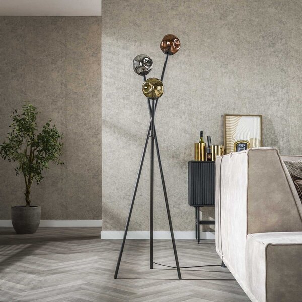 Zijlstra Stellar lampadar, tripod, 3 becuri, sticlă, multicolor, Multicolor, Camera de zi / sufragerie, Sticlă