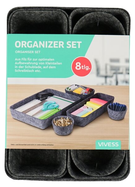 Organizator pentru sertare ZEMBOR - set 8 buc, gri