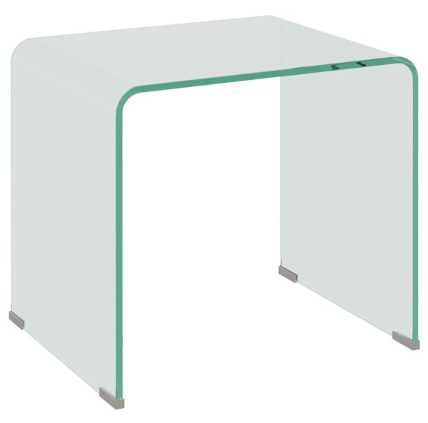 HOMCOM Măsuță de Cafea Modernă cu Picioare Antiderapante, Măsuță din Sticlă Securizată, 50x40x45 cm, Transparentă, Design Elegant | Aosom Romania