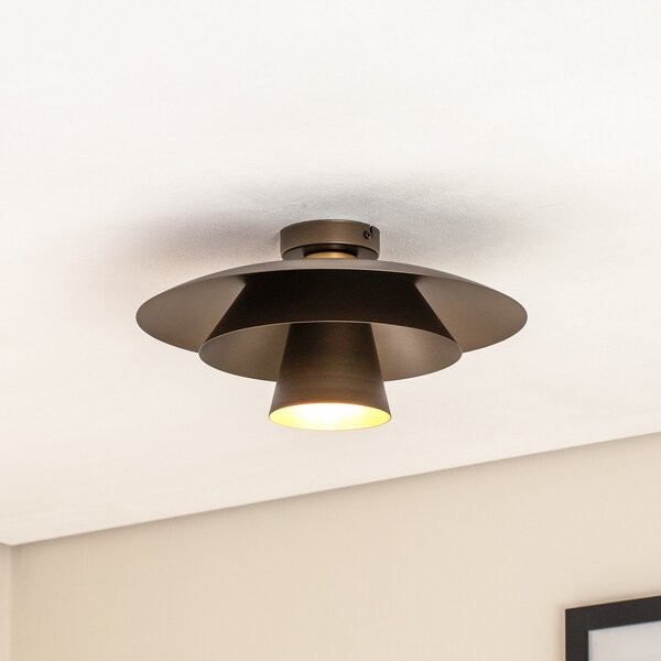 Luminex Plafonieră Plato, titan, metal, Ø 38 cm, E27, reglabil, Gri, Camera de zi / sufragerie, Metal, Modern