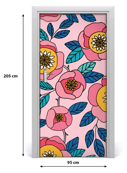 Autocolante pentru usi flori colorate