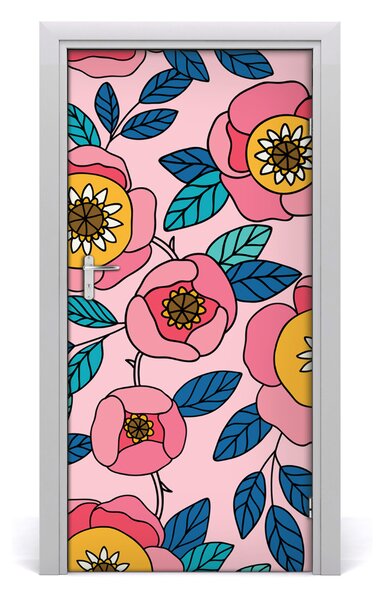 Autocolante pentru usi flori colorate