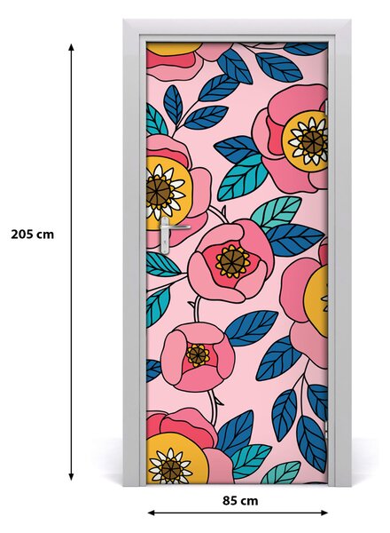 Autocolante pentru usi flori colorate