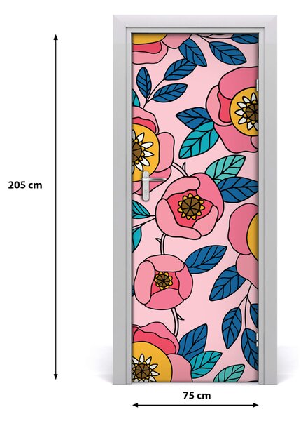 Autocolante pentru usi flori colorate