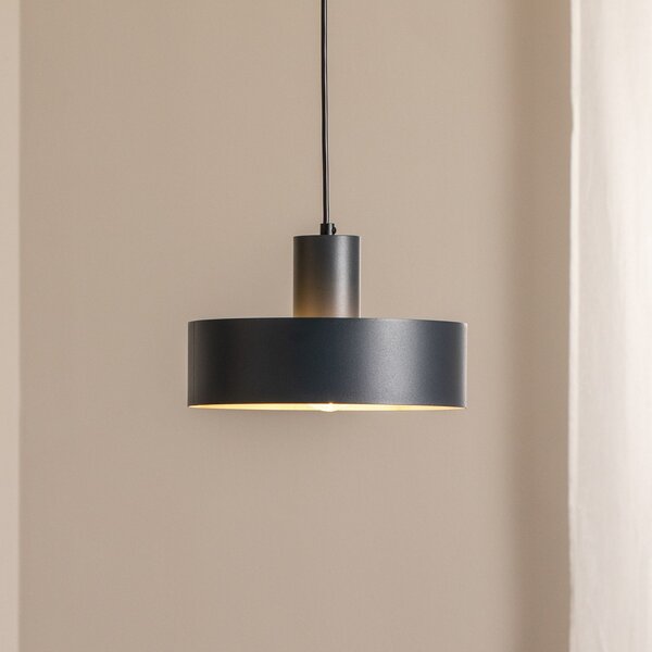 SIGMA Lampă suspendată Rif M, antracit, 1 bec, Ø 25 cm, oțel, reglabil, Negru, Camera de zi / sufragerie, Metal, Modern