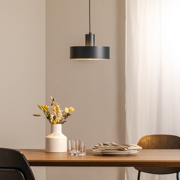 SIGMA Lampă suspendată Rif M, antracit, 1 bec, Ø 25 cm, oțel, reglabil, Negru, Camera de zi / sufragerie, Metal, Modern
