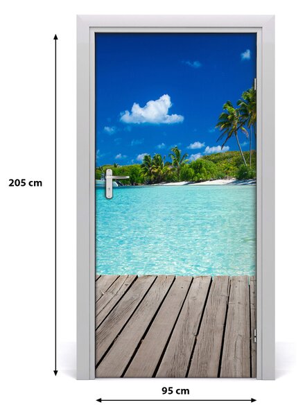 Autocolante pentru usi plaja tropicala