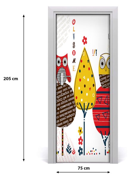 Autocolante pentru usi Owls pe copaci