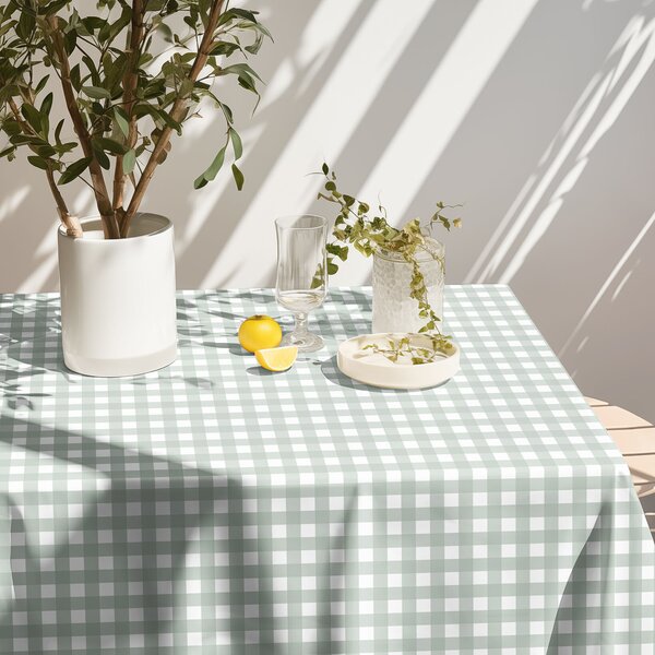 Goldea față de masă 100% bumbac - carouri verde salvie 120 x 180 cm