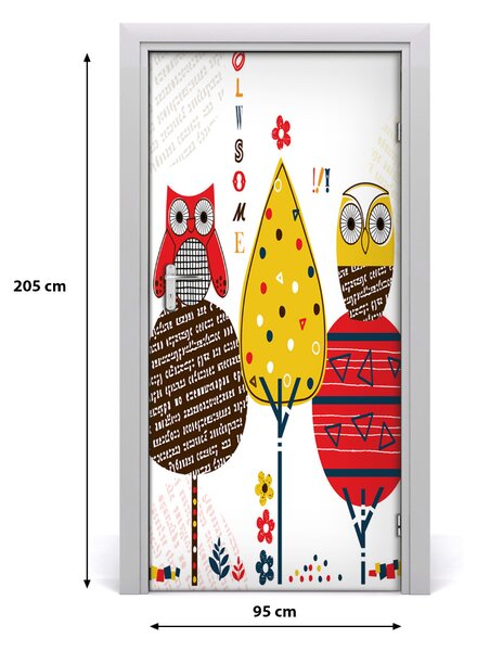 Autocolante pentru usi Owls pe copaci