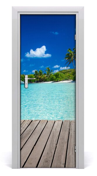 Autocolante pentru usi plaja tropicala