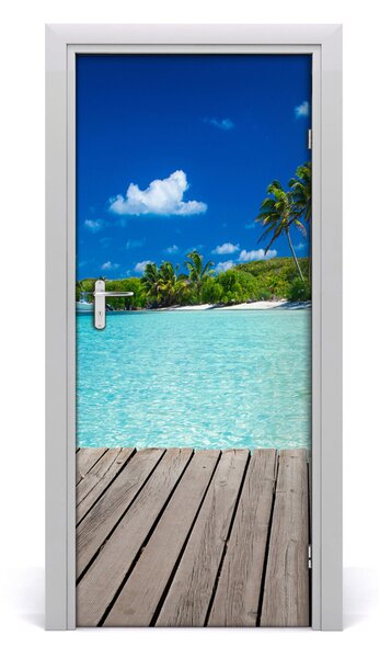 Autocolante pentru usi plaja tropicala
