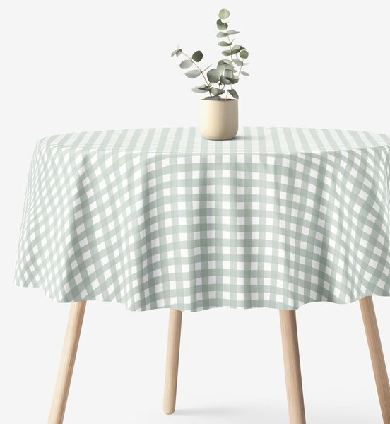 Goldea față de masă 100% bumbac - carouri verde salvie - rotundă Ø 100 cm