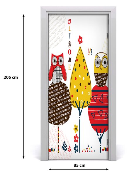 Autocolante pentru usi Owls pe copaci