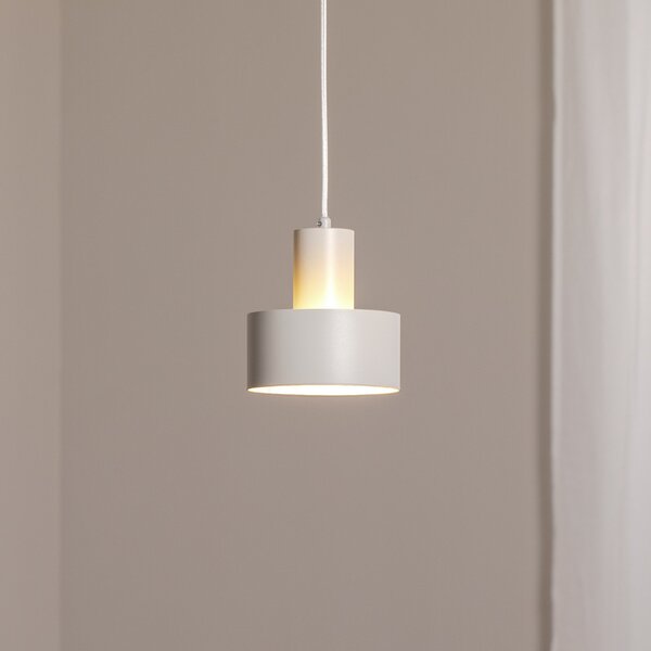 SIGMA Lampă suspendată Rif S, gri, 1 bec, Ø 15 cm, oțel, reglabil, Bej, Camera de zi / sufragerie, Metal, Modern