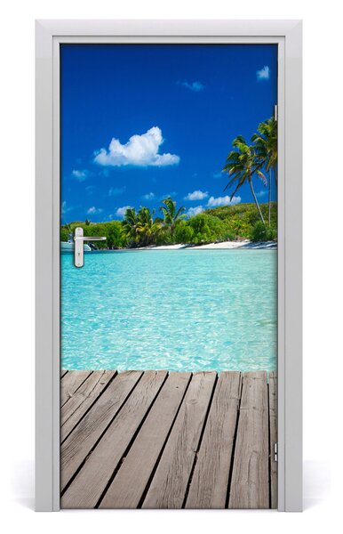 Autocolante pentru usi plaja tropicala