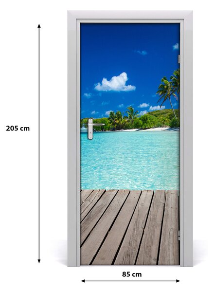 Autocolante pentru usi plaja tropicala