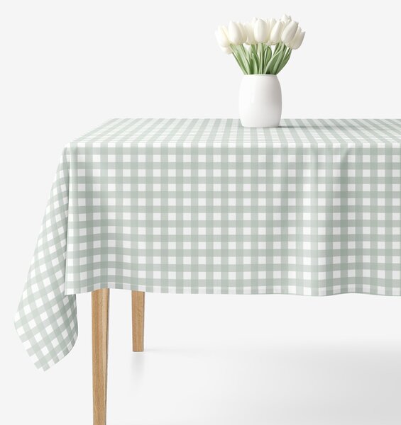 Goldea față de masă 100% bumbac - carouri verde salvie 120 x 180 cm