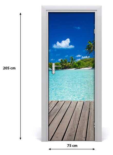 Autocolante pentru usi plaja tropicala
